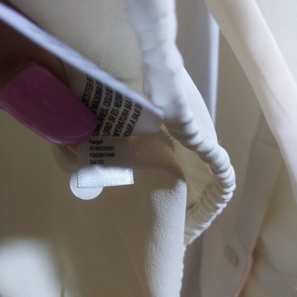 A New Day Elegant Satin Wrap Cream Long Sleeve Top Office Career Size XL - Picture 9 of 10